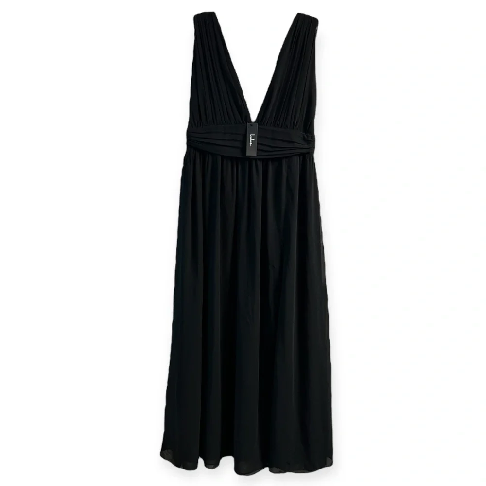 Lulu's NWT Heavenly Hues Elegant Black Backless Maxi Dress - Picture 6 of 8
